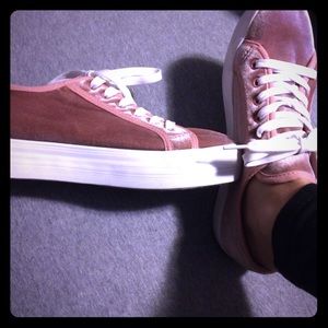 Rose gold platform sneakers